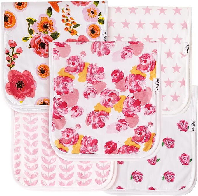 Premium 5-Pack Large Organic Cotton Burp Cloths – 3 Layers, Ultra Soft & Absorbent Burping Towel, Shoulder Towel & Hand Towel