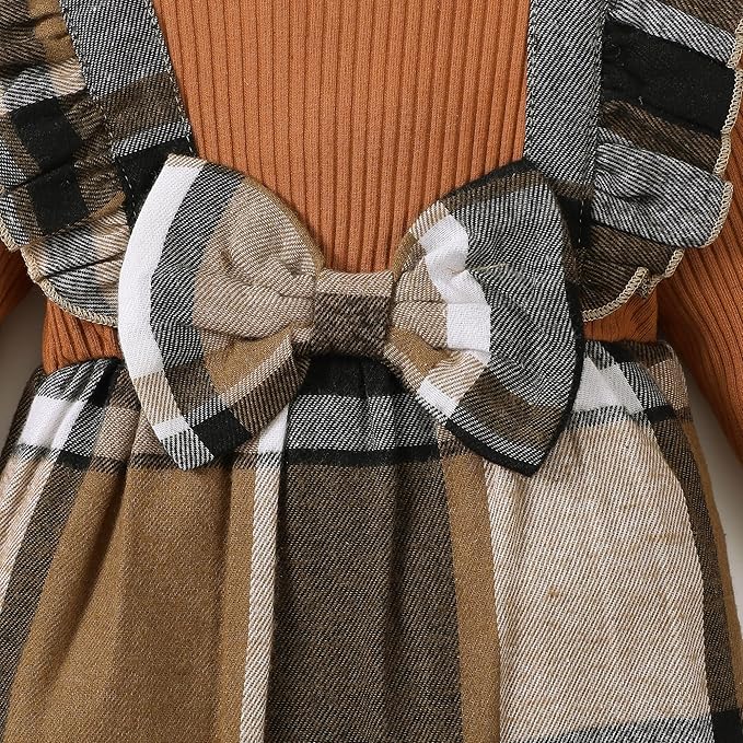 Newborn Infant Baby Girl Clothes Fall Winter Plaid Long Sleeve Jumpsuit One Piece Romper Bodysuit Baby Overalls Outfits