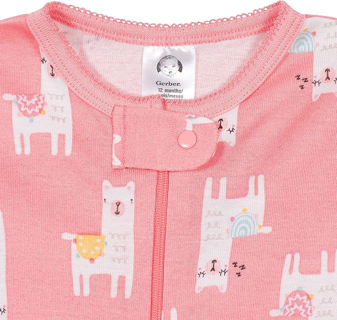 Gerber Baby Girls' 2-Pack Footed Pajamas