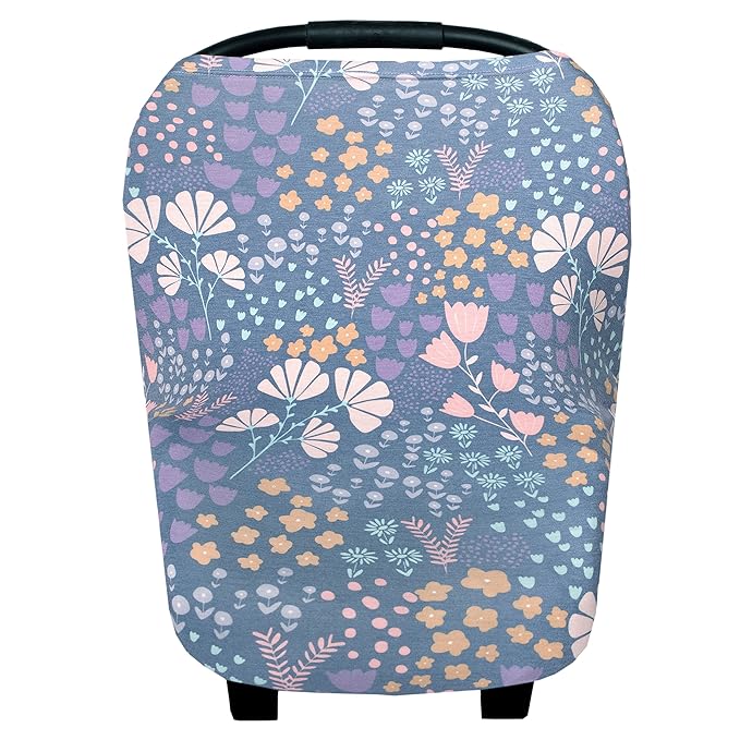 Baby Car Seat Cover Canopy and Nursing Cover Multi-Use Stretchy 5 in 1 Gift Meadow by Copper Pearl