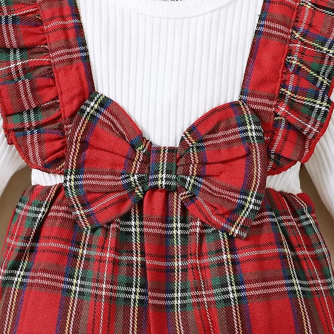 Newborn Infant Baby Girl Clothes Fall Winter Plaid Long Sleeve Jumpsuit One Piece Romper Bodysuit Baby Overalls Outfits