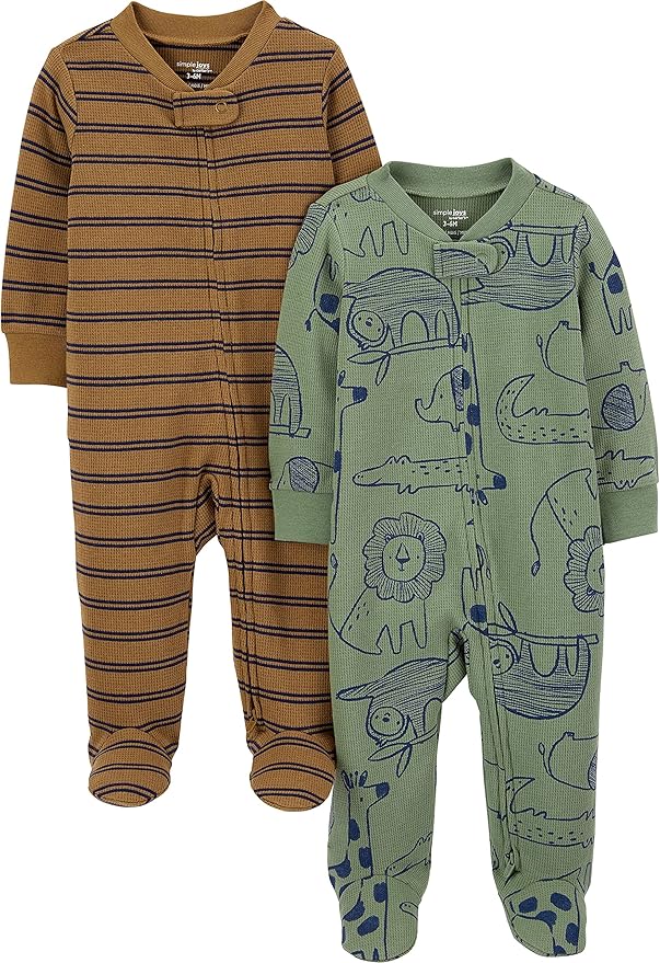 Simple Joys by Carter's Baby Boys' 2-Pack 2-Way Zip Cotton Footed Sleep and Play