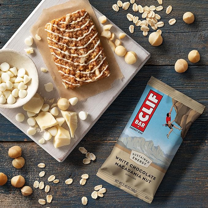 CLIF BAR - White Chocolate Macadamia Nut Flavor - Made with Organic Oats - Energy Bars - Non-GMO - Plant Based Protein Bars (15 Pack)