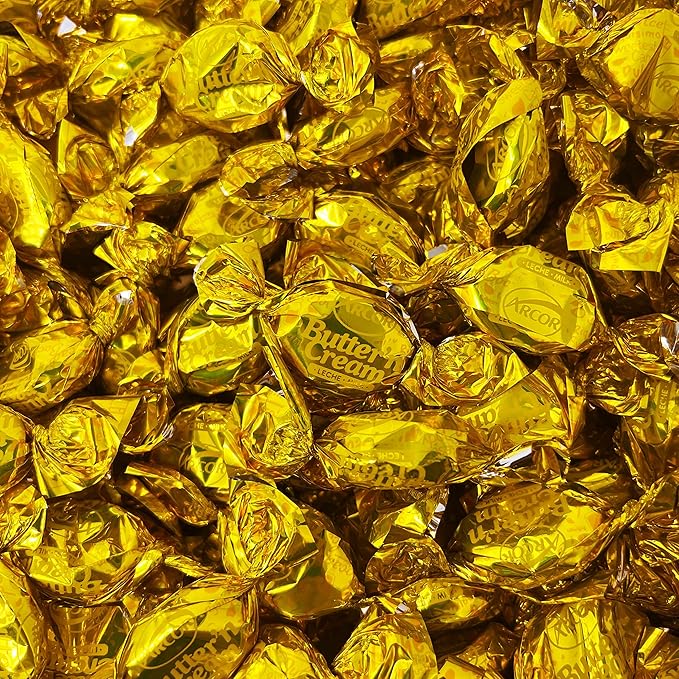 Butter Cream Hard Candy - 3 lbs - Classic Butter n' Cream Old School Butterscotch Hard Candies - Bulk American Vintage Candy Assortment - Individually Wrapped, 48 oz.