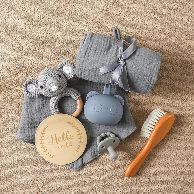 Baby Gift Set for Newborn New Baby Gift Set - Newborn Baby Essentials Baby Bath Set with Baby Blanket Baby Rattle - New Born Baby Girls Gift & Baby Boy Gifts for Baby Shower