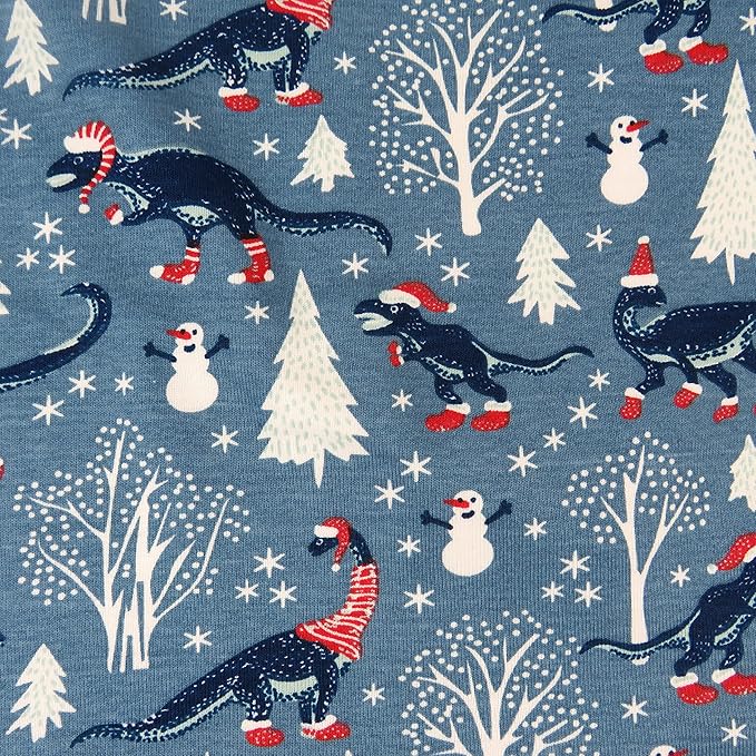 HonestBaby Non-Slip Footed Holiday Pajamas One-Piece Sleeper Zip-Front PJs Organic Cotton for Baby Boys, Girls, Unisex