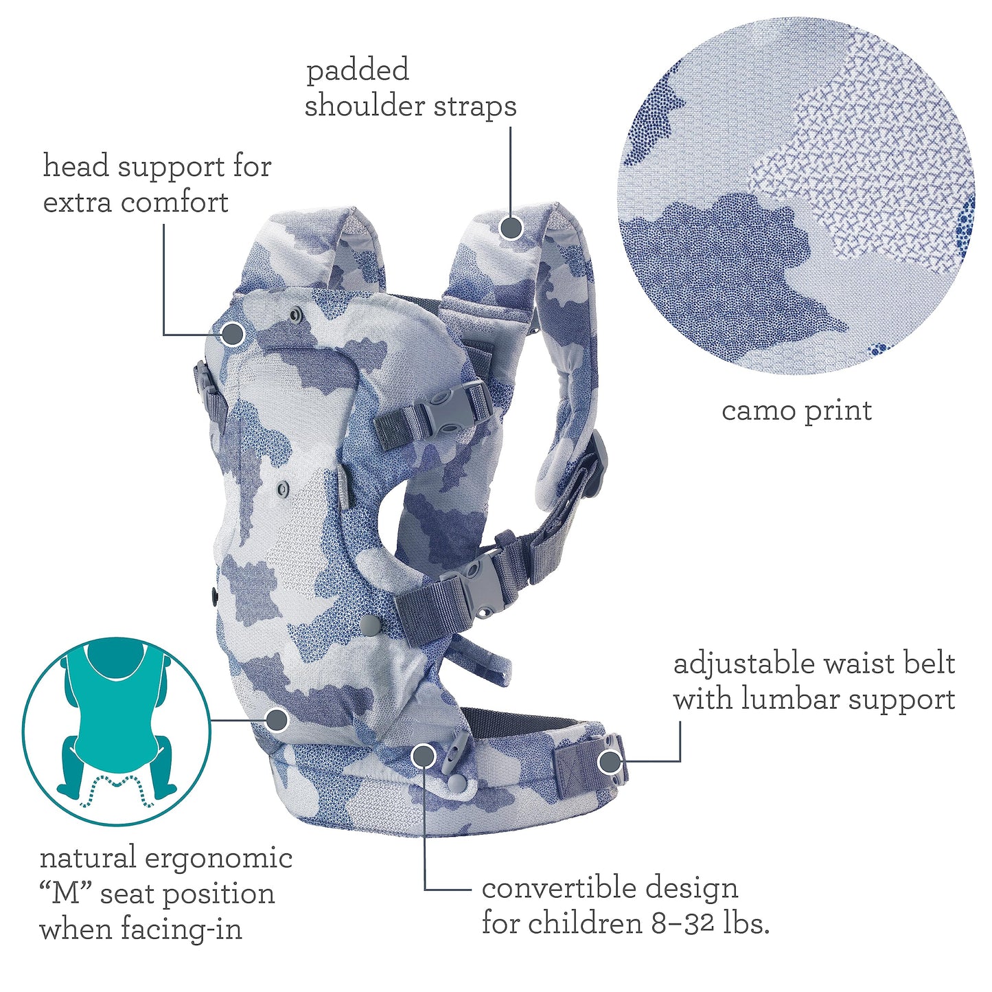 Infantino Flip 4-in-1 Convertible Baby Carrier, Adjustable, Ergonomic Babywearing, Registry Essential, Baby Carrier for Newborn to Toddler, Gray